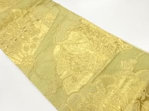 檜扇に蝶・花模様織出し袋帯